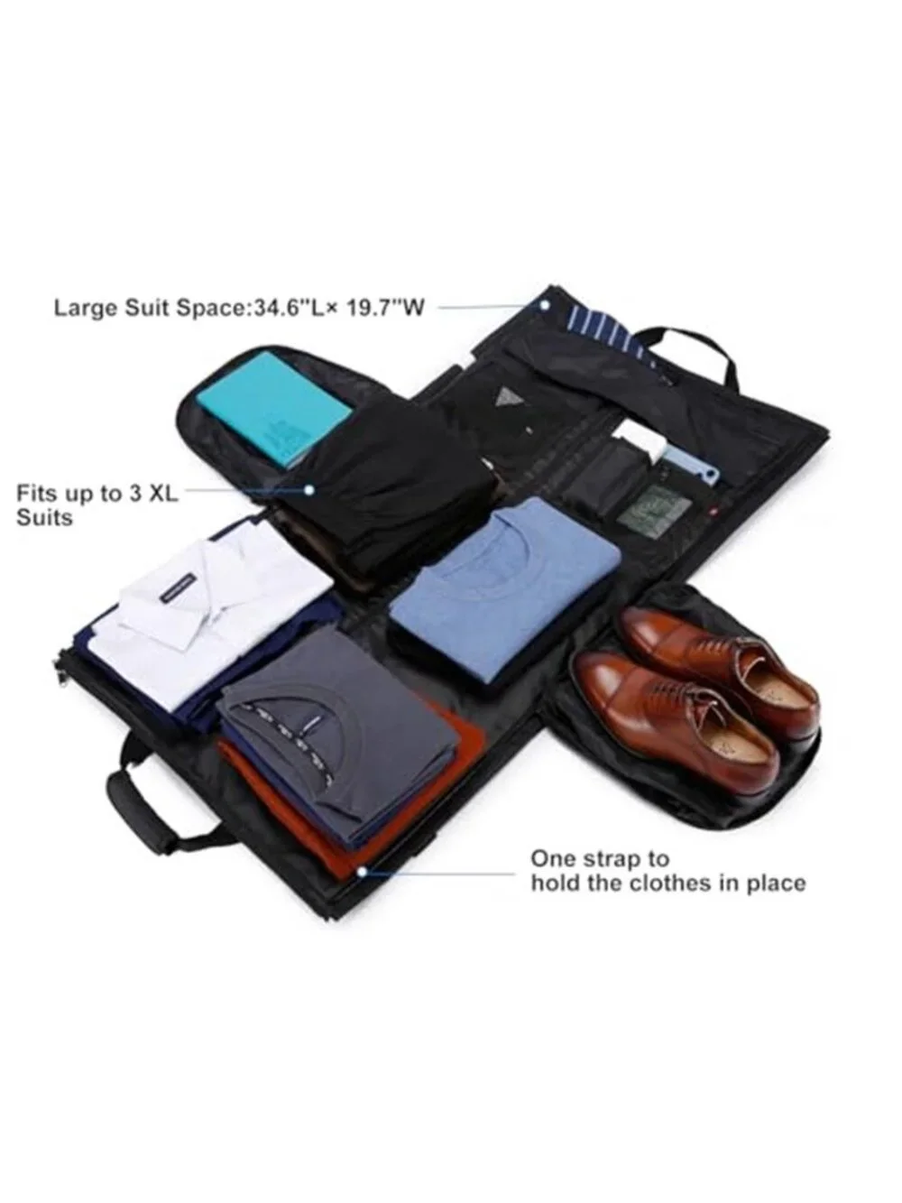 Mens Carry On Garment Bag Convertible Travel Duffel Suit Bag Shoe Compartment